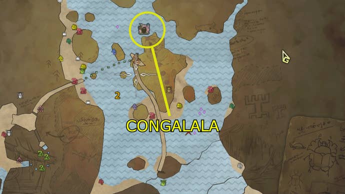 A map showing the location of the Congalala in the Forest area of Monster Hunter Wilds.