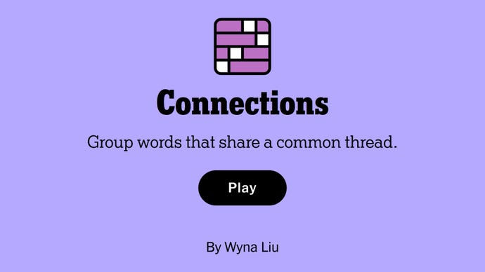 La pantalla de presentación de Connections, un juego de palabras en el sitio web del NYT.