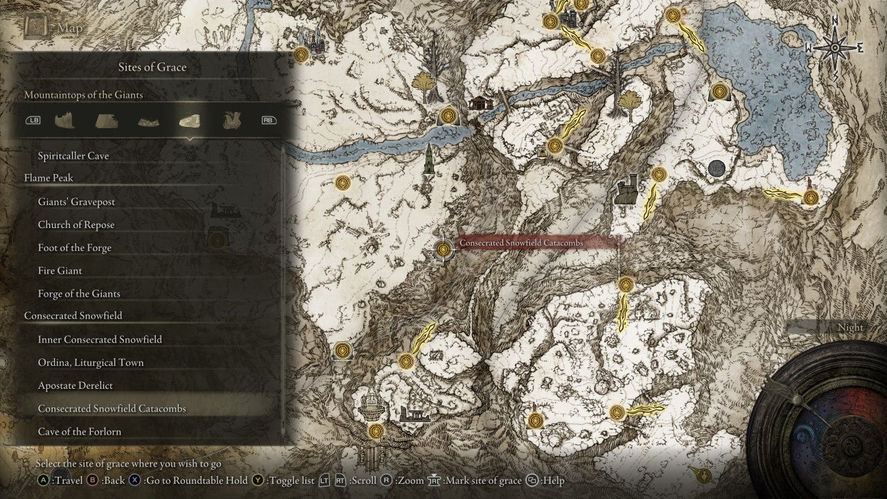 Consecrated Snowfield Catacombs Grace in Elden Ring