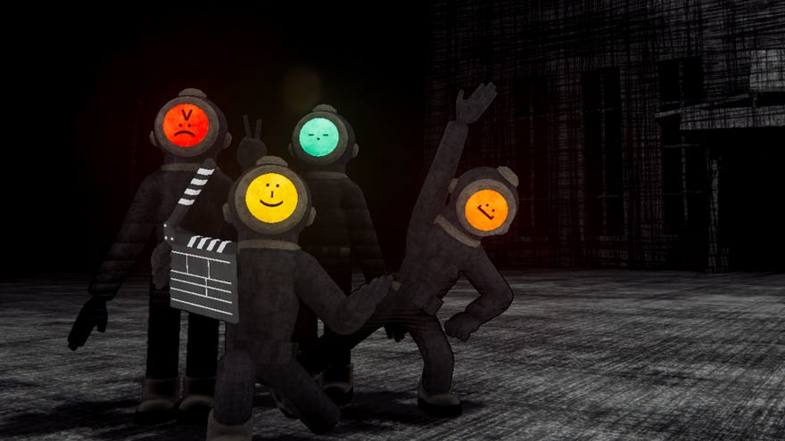 Promo image of different player faces in Content Warning.