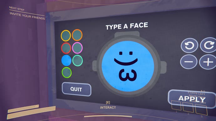 Content warning screenshot showing character customization screen with instructions 
