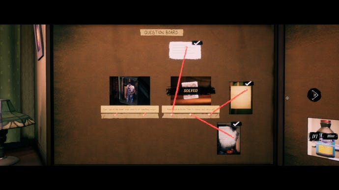 A view of the question board in Conway: Disappearance At Dahlia View