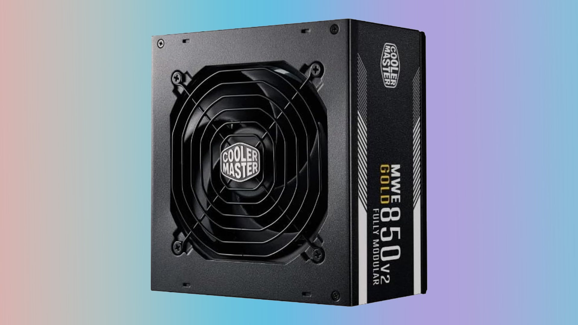 Cooler Master MWE V2 850W 80+ Gold PSU on a gradient background