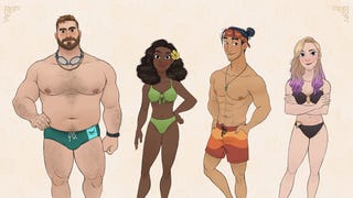Coral Island characters in bathing suits