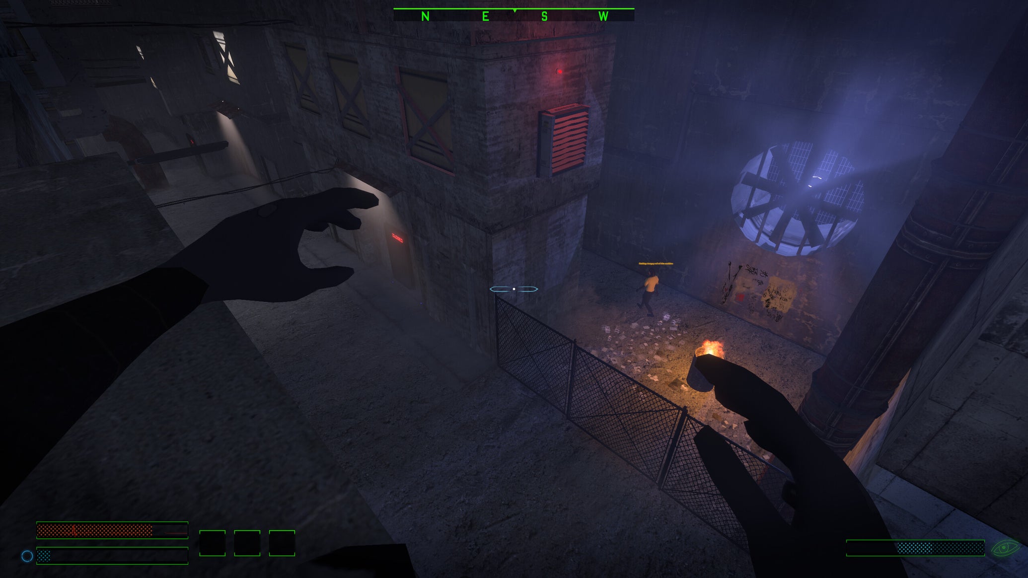 The player looks down from a ledge in first person in Corpus Edax. - 1