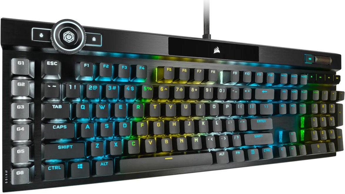 The colourful K100 RGB Optical keyboard.