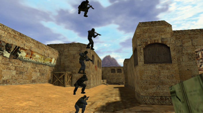 What's better: a 'put back' action, or standing atop another player's head in an FPS?