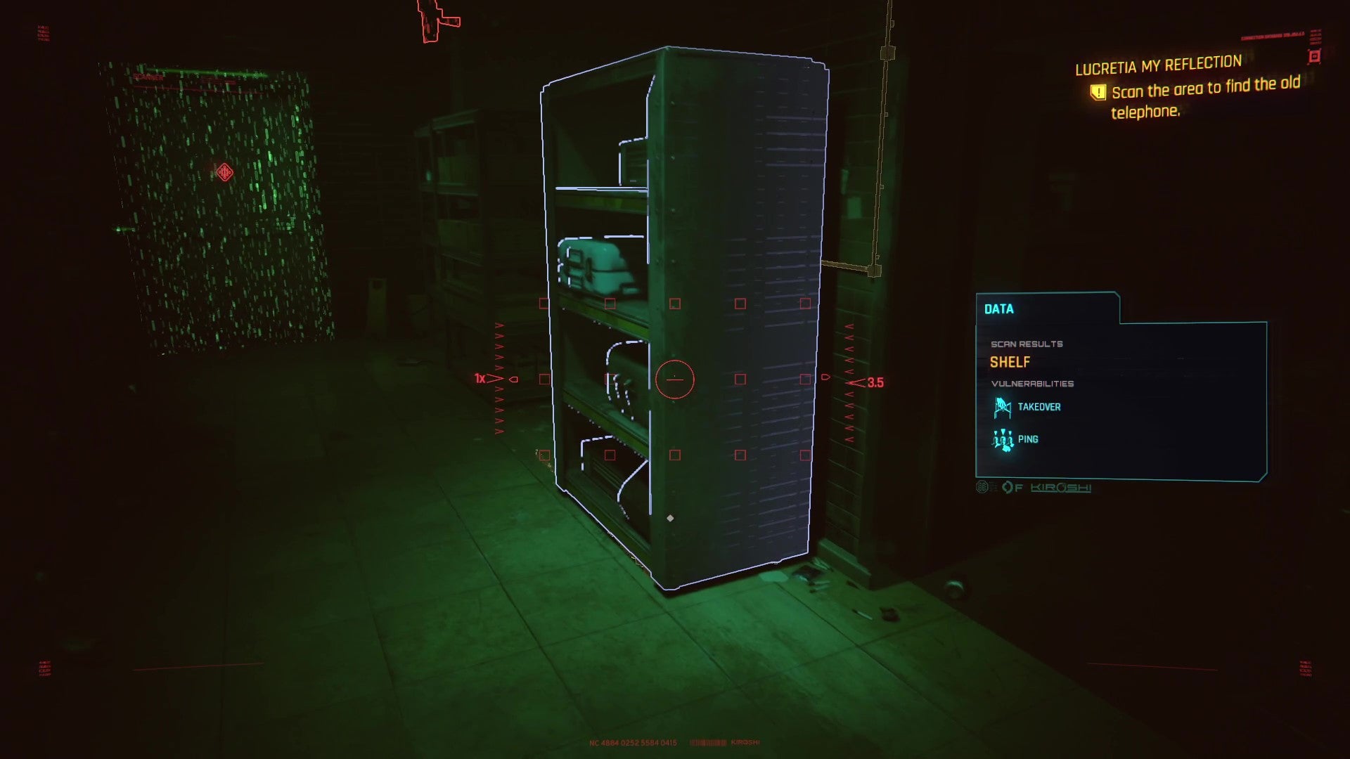 A shelving unit in the Capitán Caliente restaurant is highlighted in blue, indicating it can be moved, and yellow cables can be seen snaking behind it.