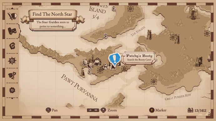 A Cat Quest 3 screenshot showing the game's sepia map.