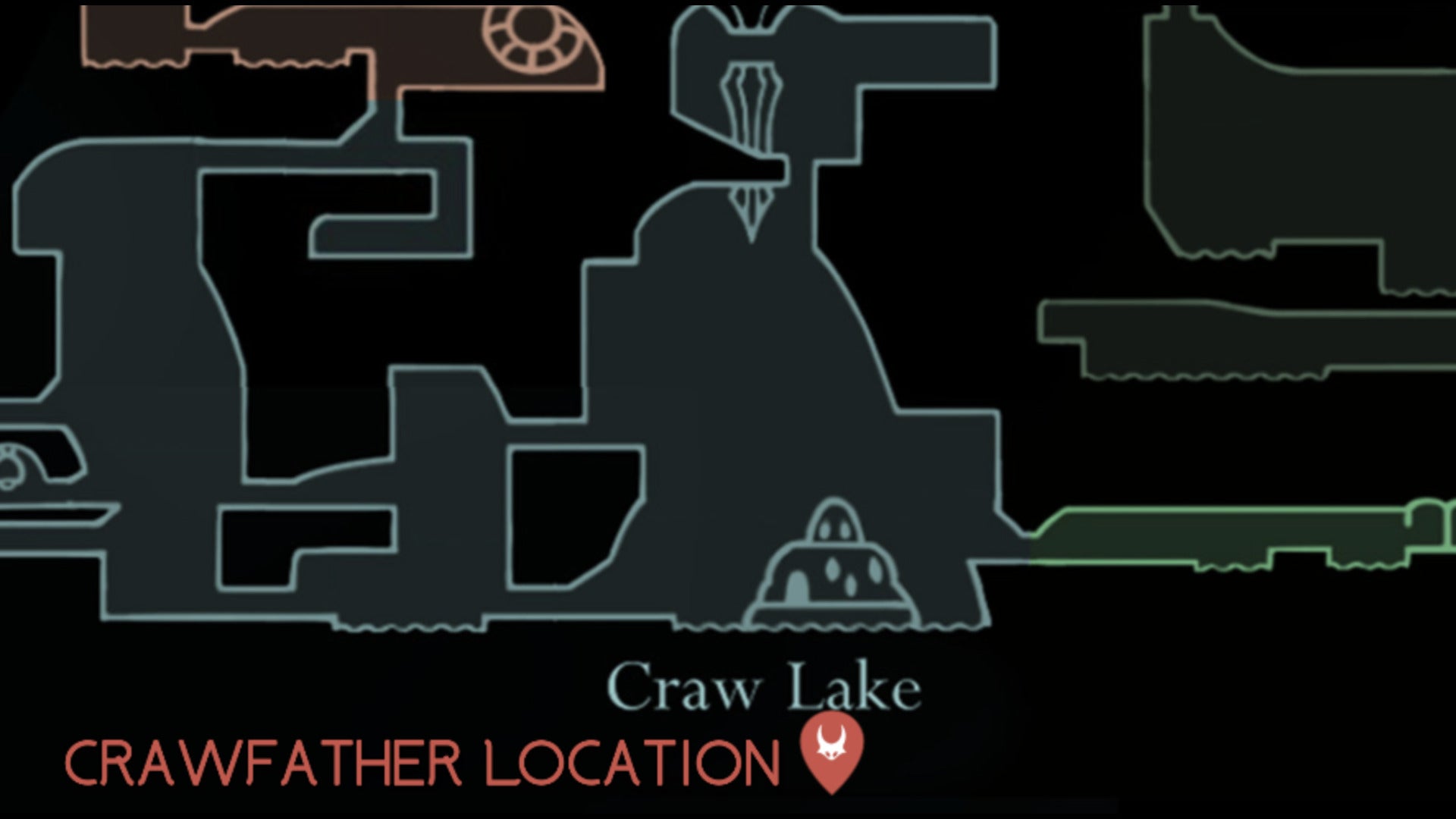 A map showing the location of the Crawfather in Hollow Knight: Silksong. - 74