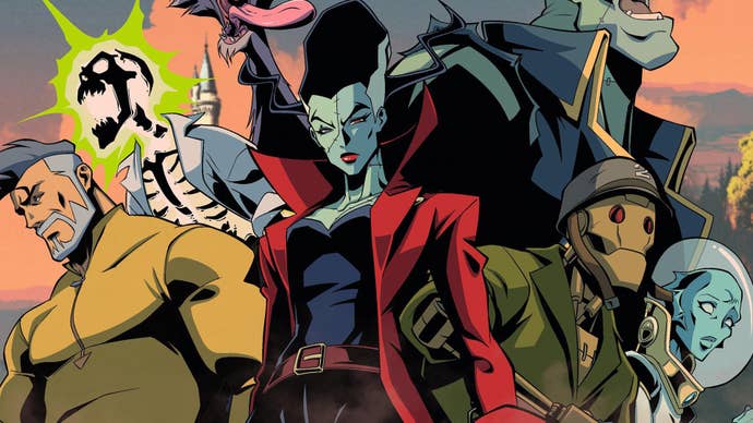 Key art for Creature Commands showing the main cast of characters posed together.