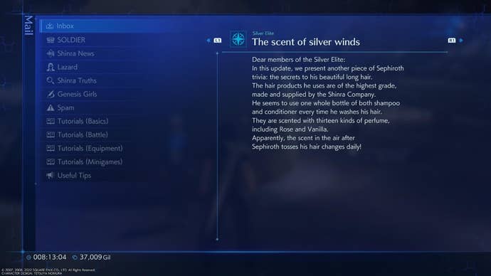 Sephiroth’s haircare email