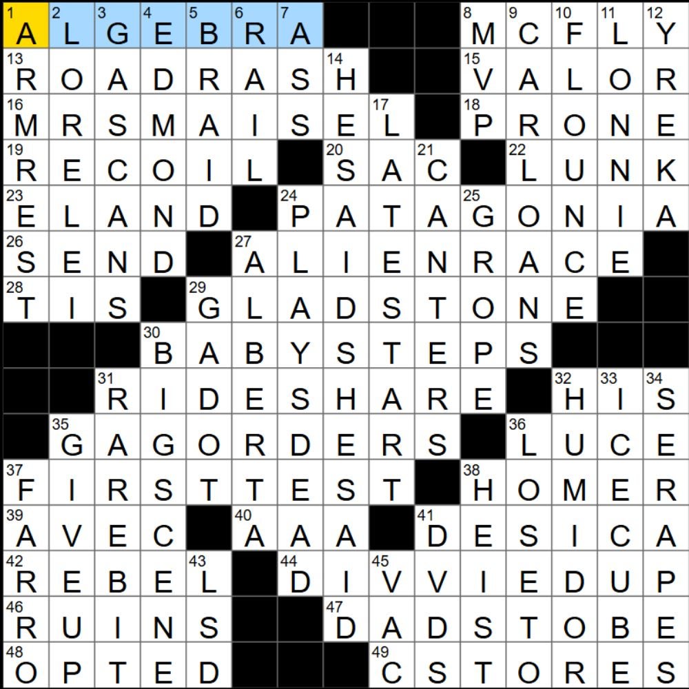 The completed NYT Mini Crossword for 04/10/2025, showing all the answers for each clue. - 3