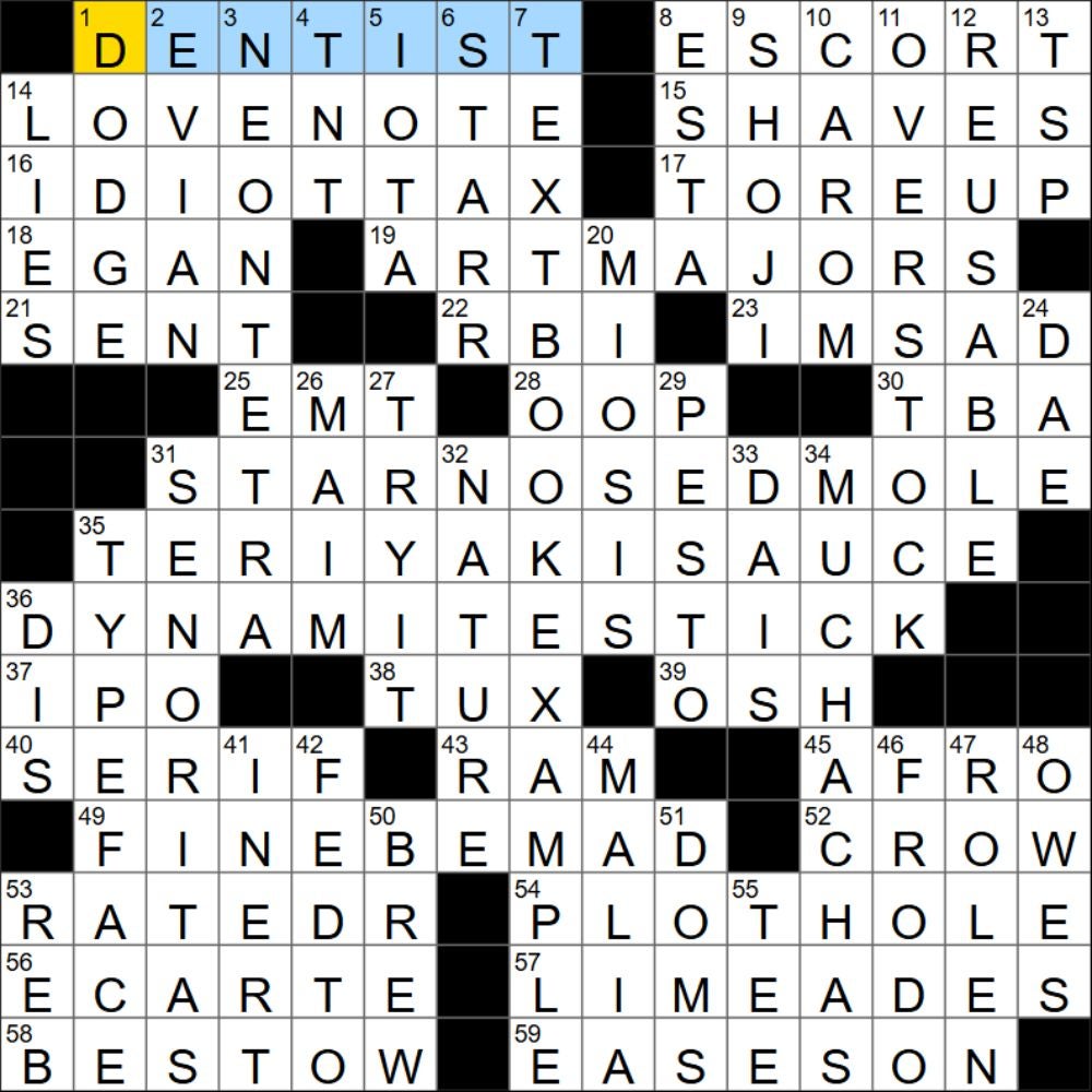 The completed NYT Mini Crossword for 05/09/2025, showing all the answers for each clue. - 3