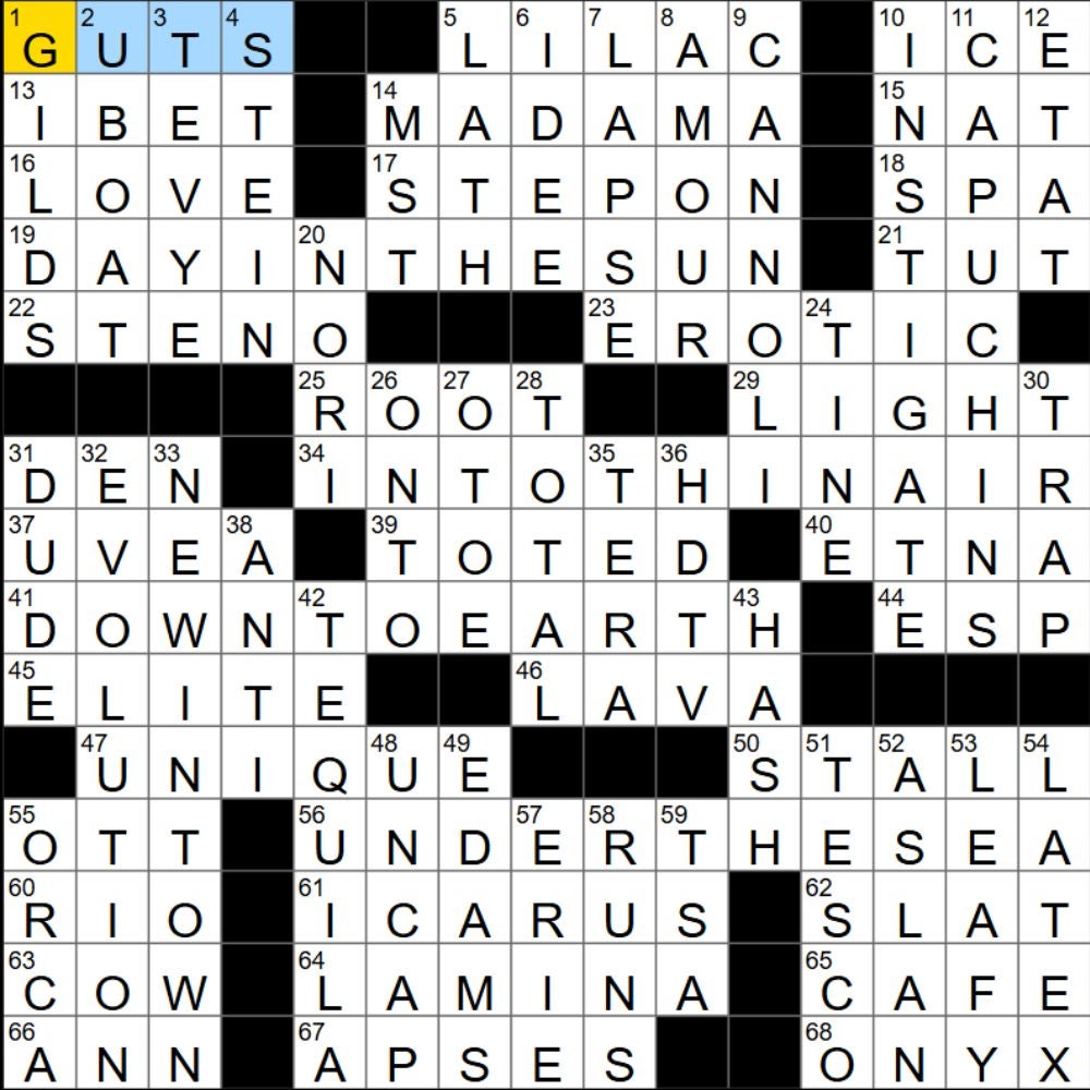 The completed NYT Mini Crossword for 07/10/2025, showing all the answers for each clue. - 3