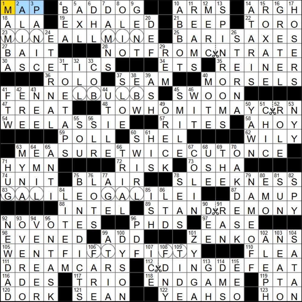 The completed NYT Mini Crossword for 12/10/2025, showing all the answers for each clue.
