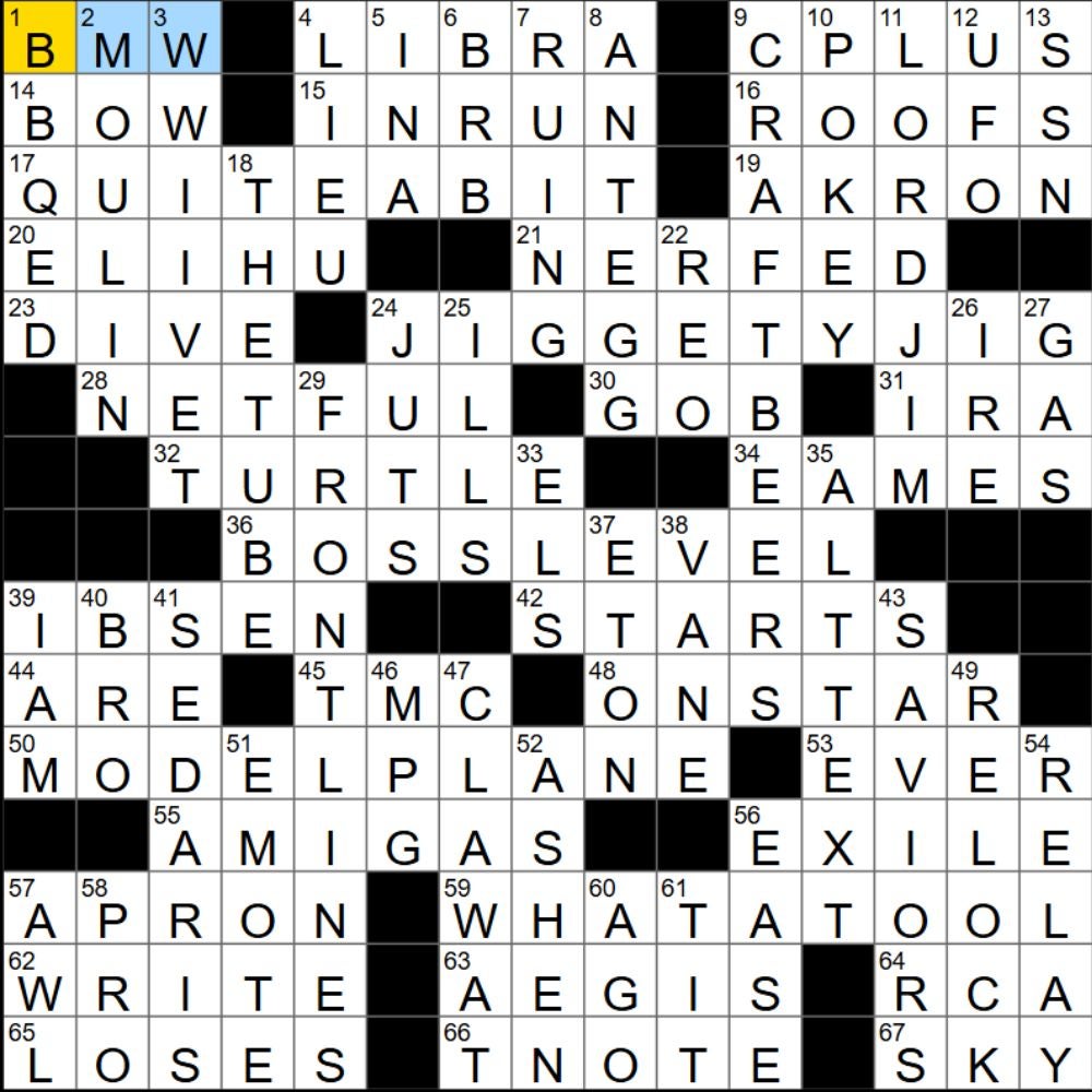 The completed NYT Mini Crossword for 15/10/2025, showing all the answers for each clue. - 3