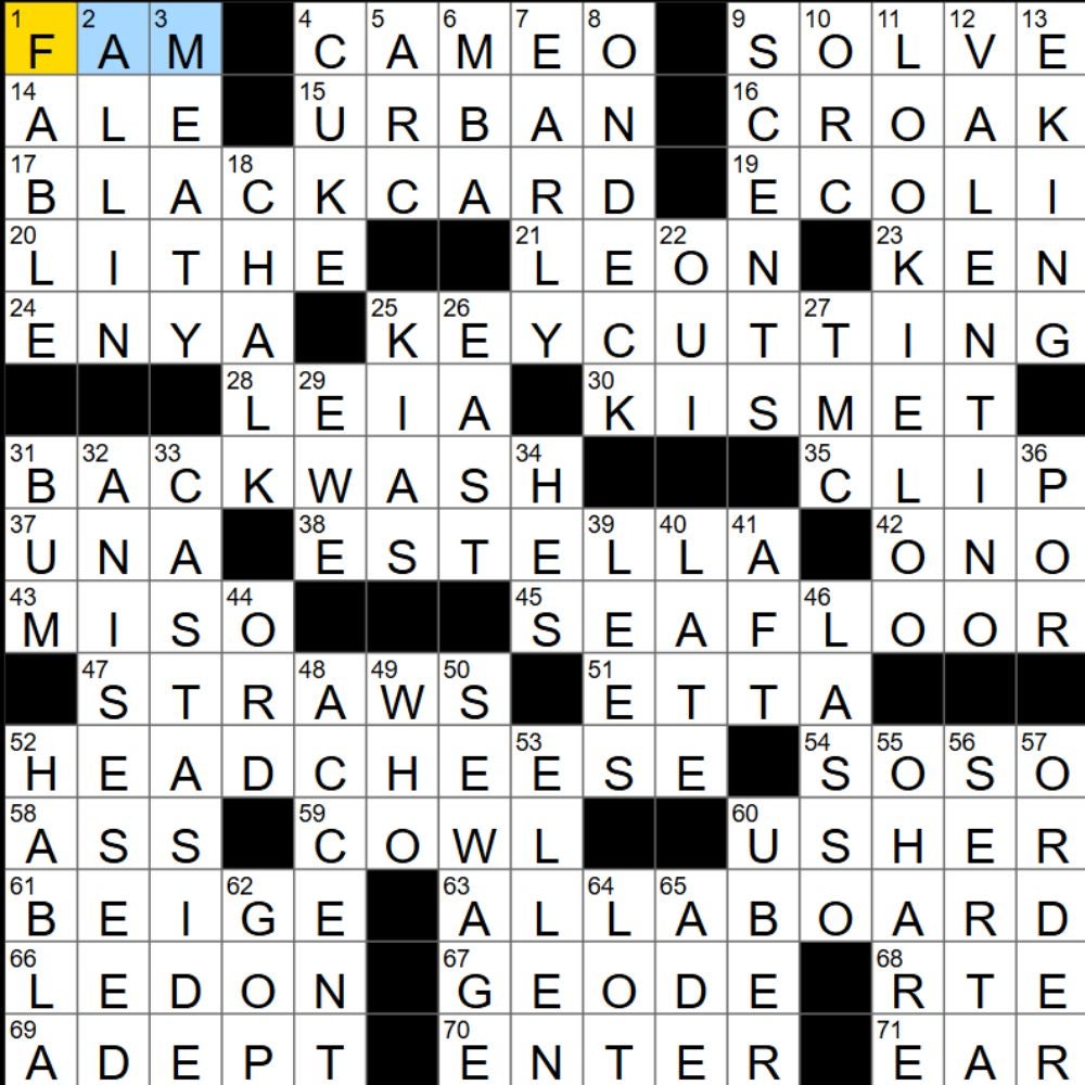 The completed NYT Mini Crossword for 16/09/2025, showing all the answers for each clue. - 3