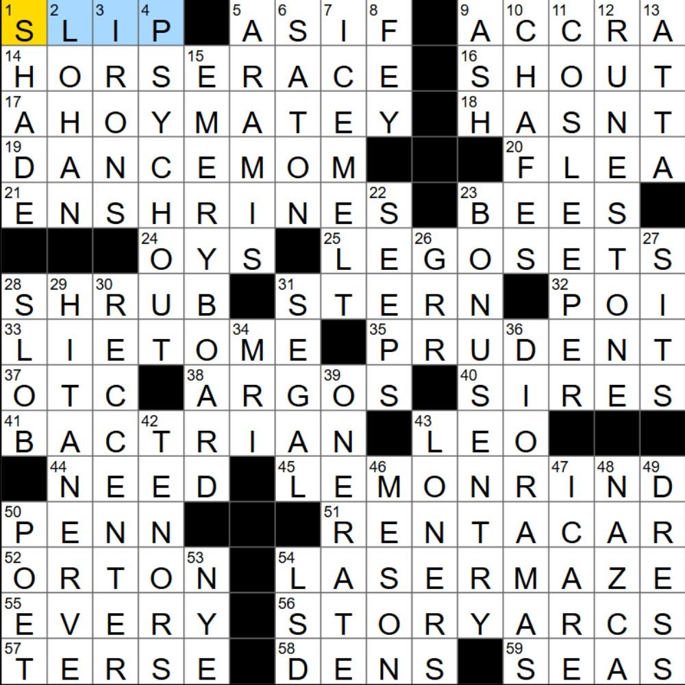 The completed NYT Mini Crossword for 27/09/2025, showing all the answers for each clue. - 3