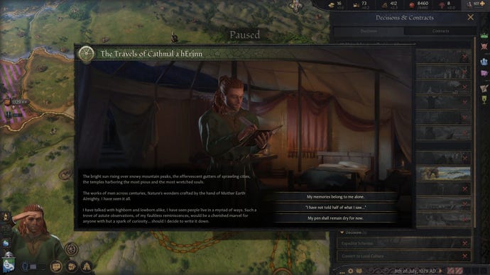 Cathmál starts writing his book of travels.