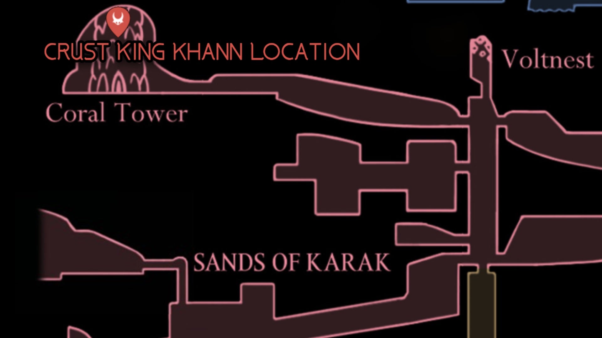 A map showing the location of Crust King Khann in Hollow Knight: Silksong. - 95