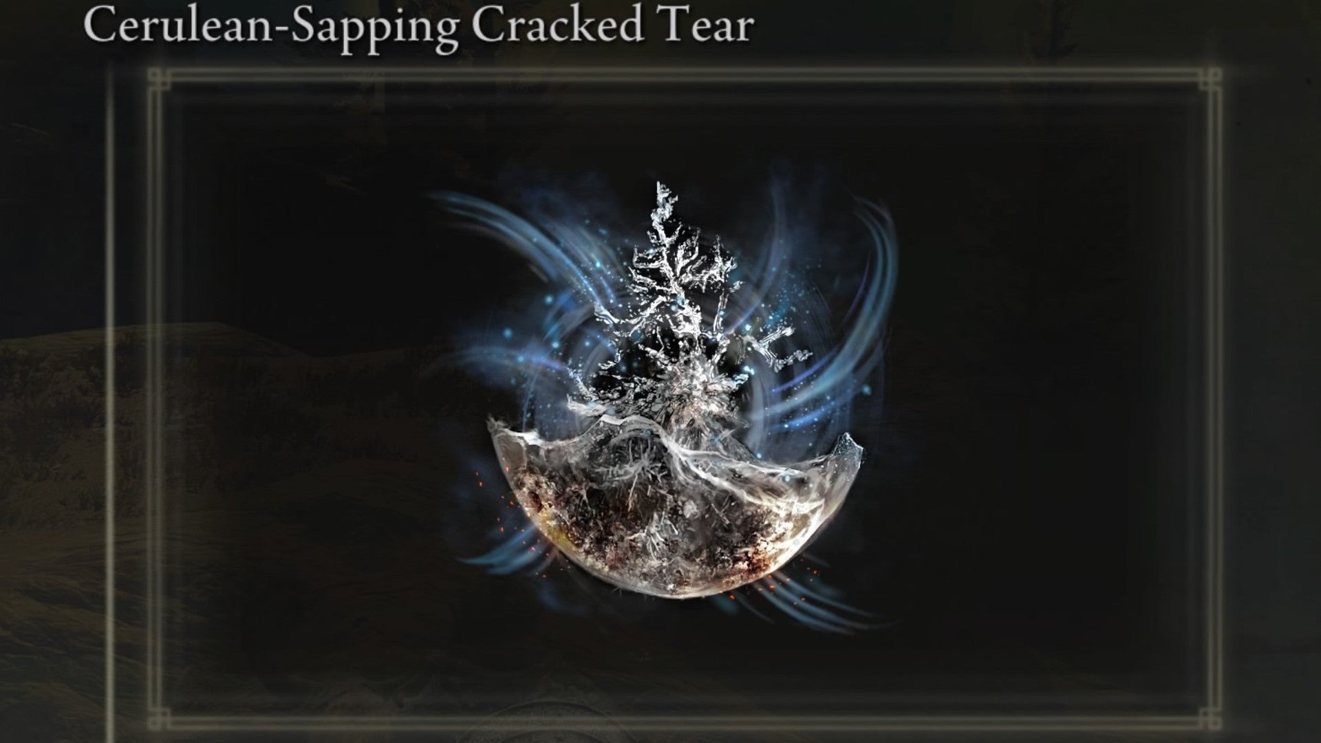 A close-up of the Cerulean-Sapping Cracked Tear item icon in the inventory of Elden Ring: Shadow Of The Erdtree. - 8