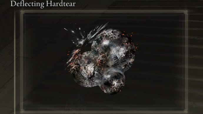 A close-up of the Deflecting Hardtear item icon in the inventory of Elden Ring: Shadow Of The Erdtree.