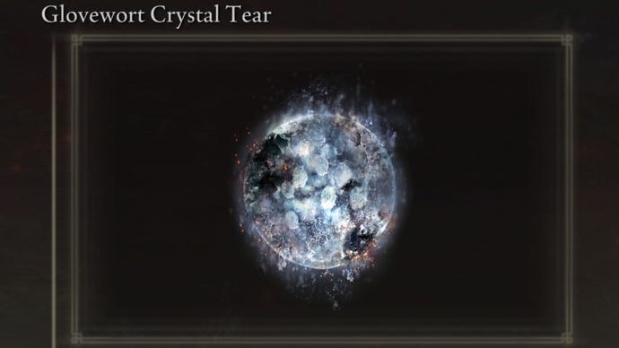 A close-up of the Glovewort Crystal Tear item icon in the inventory of Elden Ring: Shadow Of The Erdtree.
