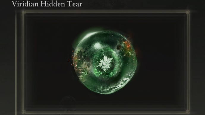 A close-up of the Viridian Hidden Tear item icon in the inventory of Elden Ring: Shadow Of The Erdtree.
