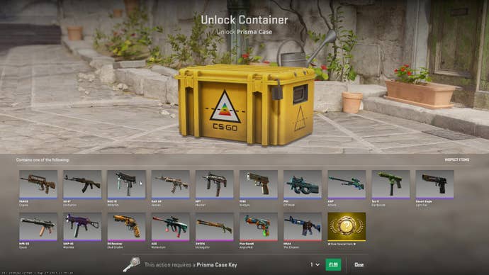 Looking at the innards of a Prisma case in CS2.