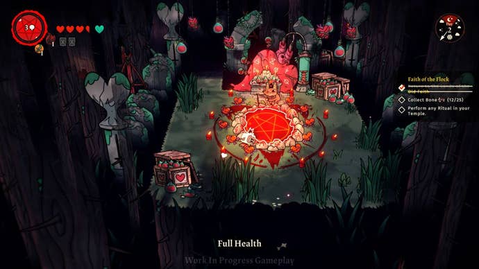 The pool of hearts in Cult Of The Lamb where you can heal during a dungeon run