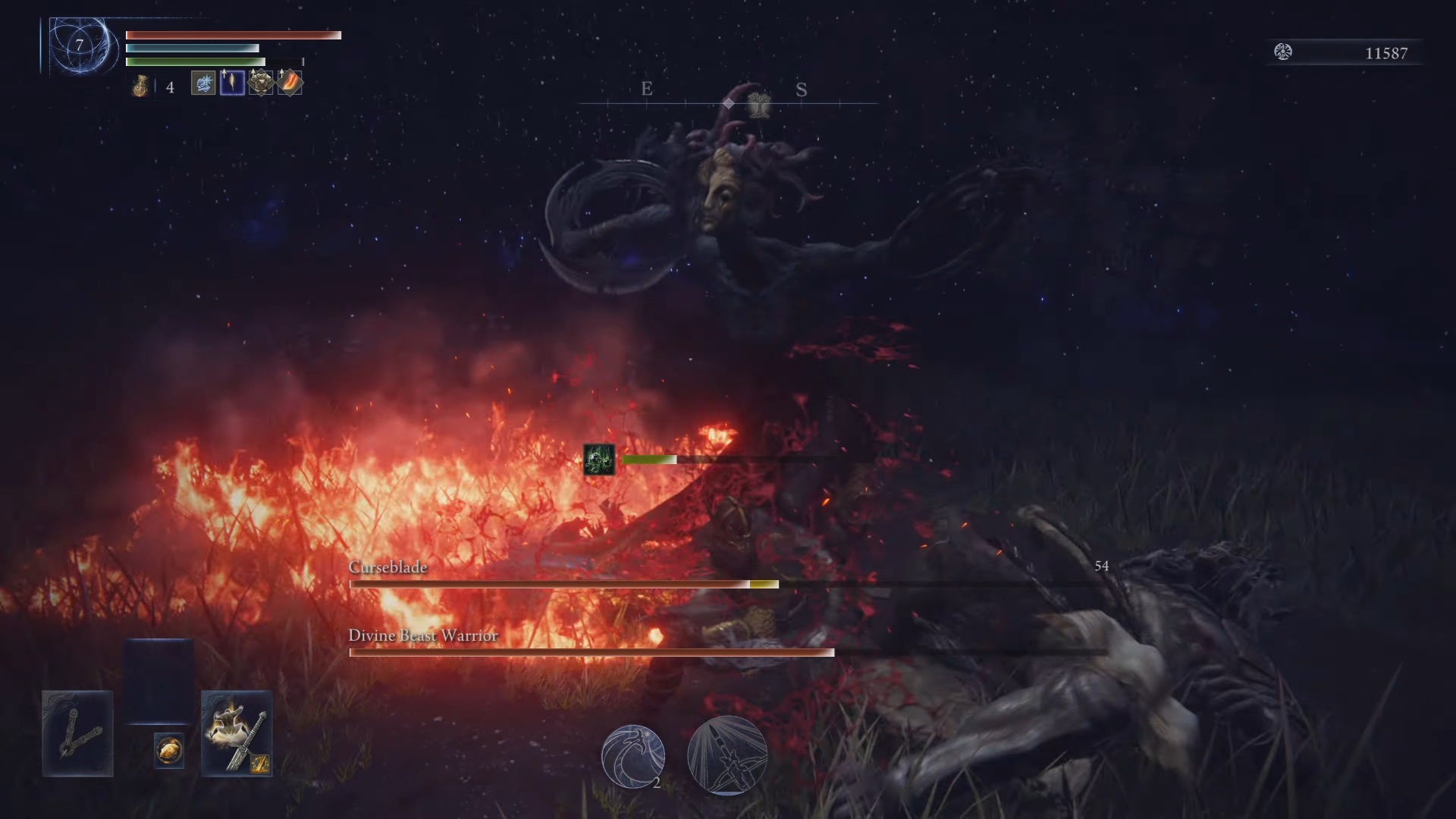 Wylder fights Curseblade and Divine Beast Warrior in the Elden Ring Nightreign DLC The Forsaken Hollows. - 29