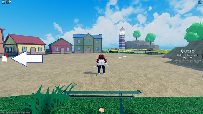 A screenshot from Cursed Sea in Roblox showing the game's menu button.