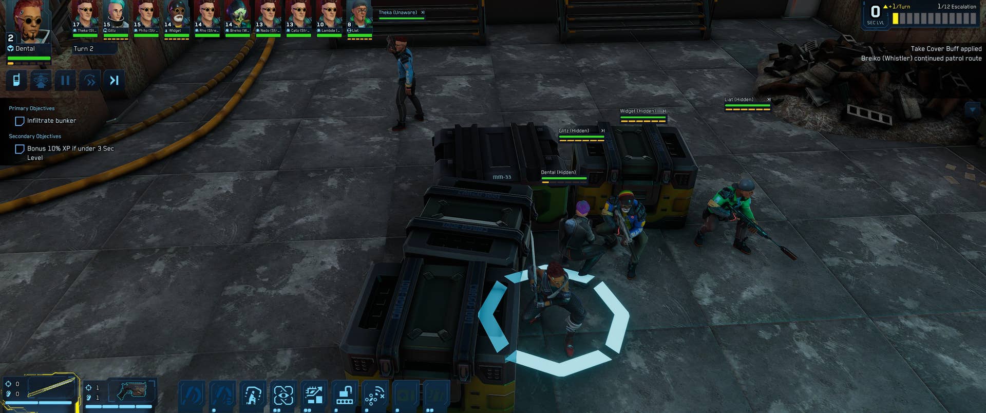 A team of cyberpunks crouch in cover in Cyber Knights: Flashpoint