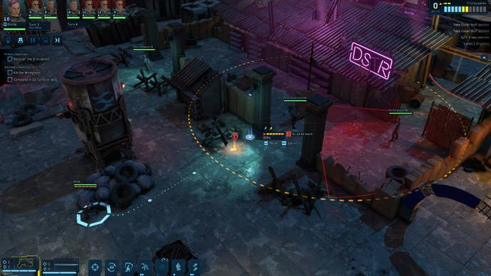 An agent prepares to approach a guard in Cyber Knights Flashpoint