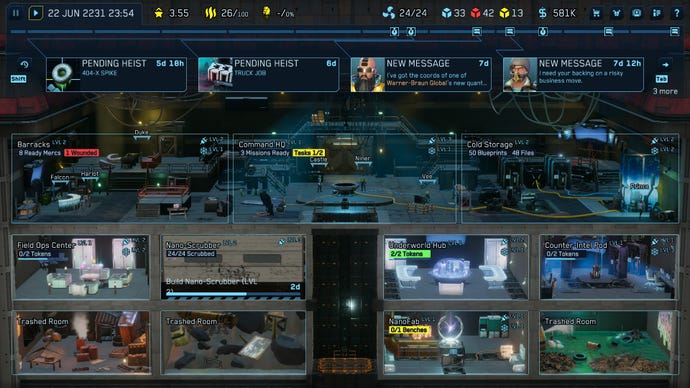 A sideview of the Cyber Knights space station.