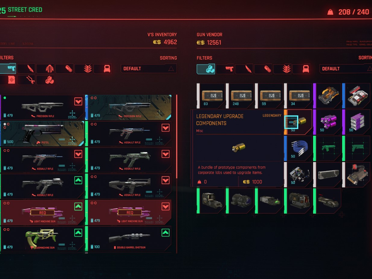 Cyberpunk 2077 Crafting | Where to get legendary upgrade and item