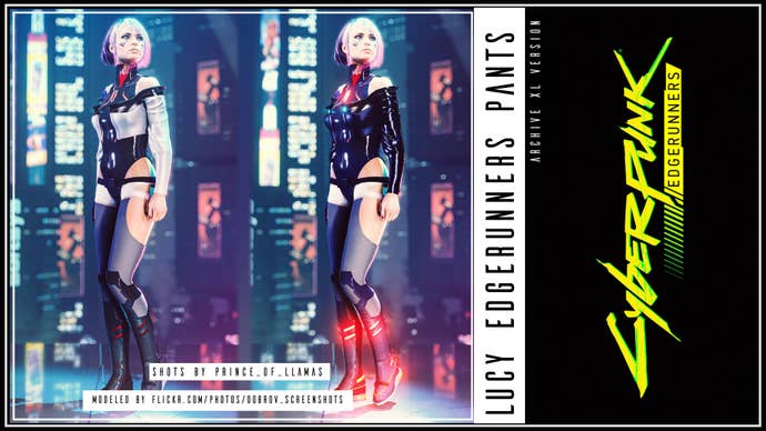 Cyberpunk 2077’s V dressed as Lucy from Edgerunners using mods.