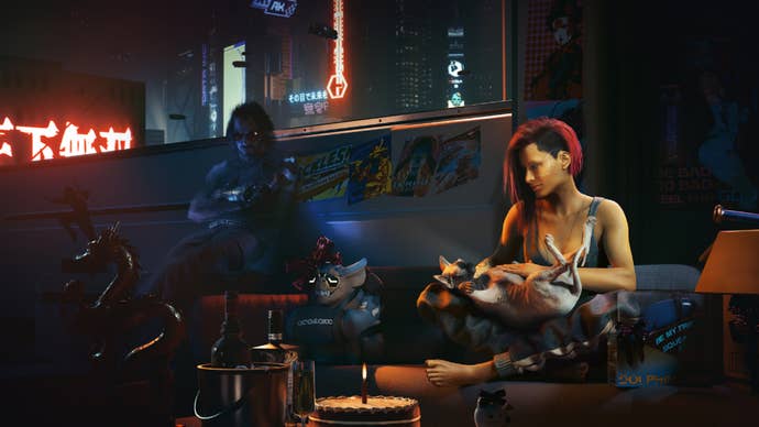V and Johnny Silverhand sitting connected a rooftop successful Cyberpunk 2077.