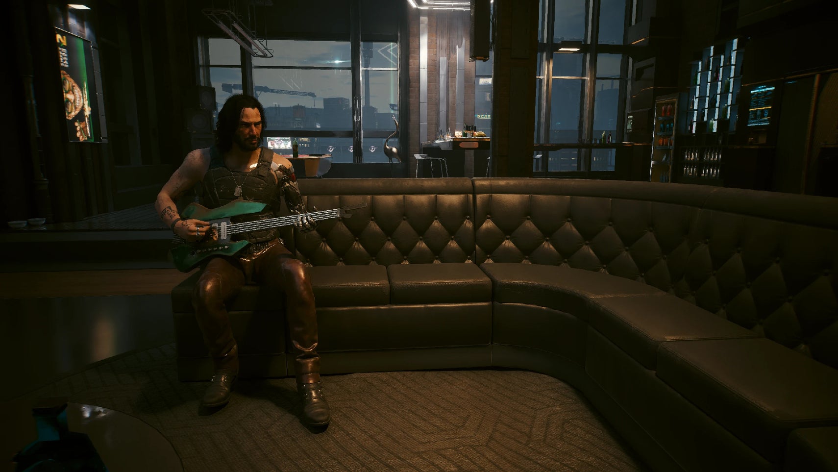 Johnny Silverhand in one of V's posh apartments in Cyberpunk 2077. - 1