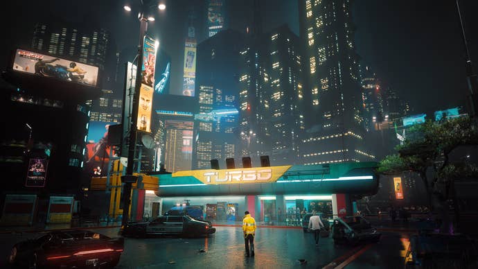 Night City at night in Cyberpunk 2077