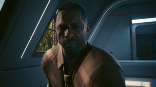 Solomon Reed looking thrilled in Cyberpunk 2077: Phantom Liberty.