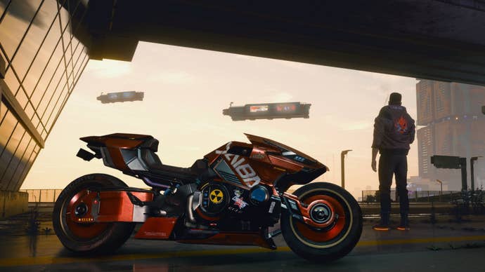 V adjacent to a motorbike successful Cyberpunk 2077.