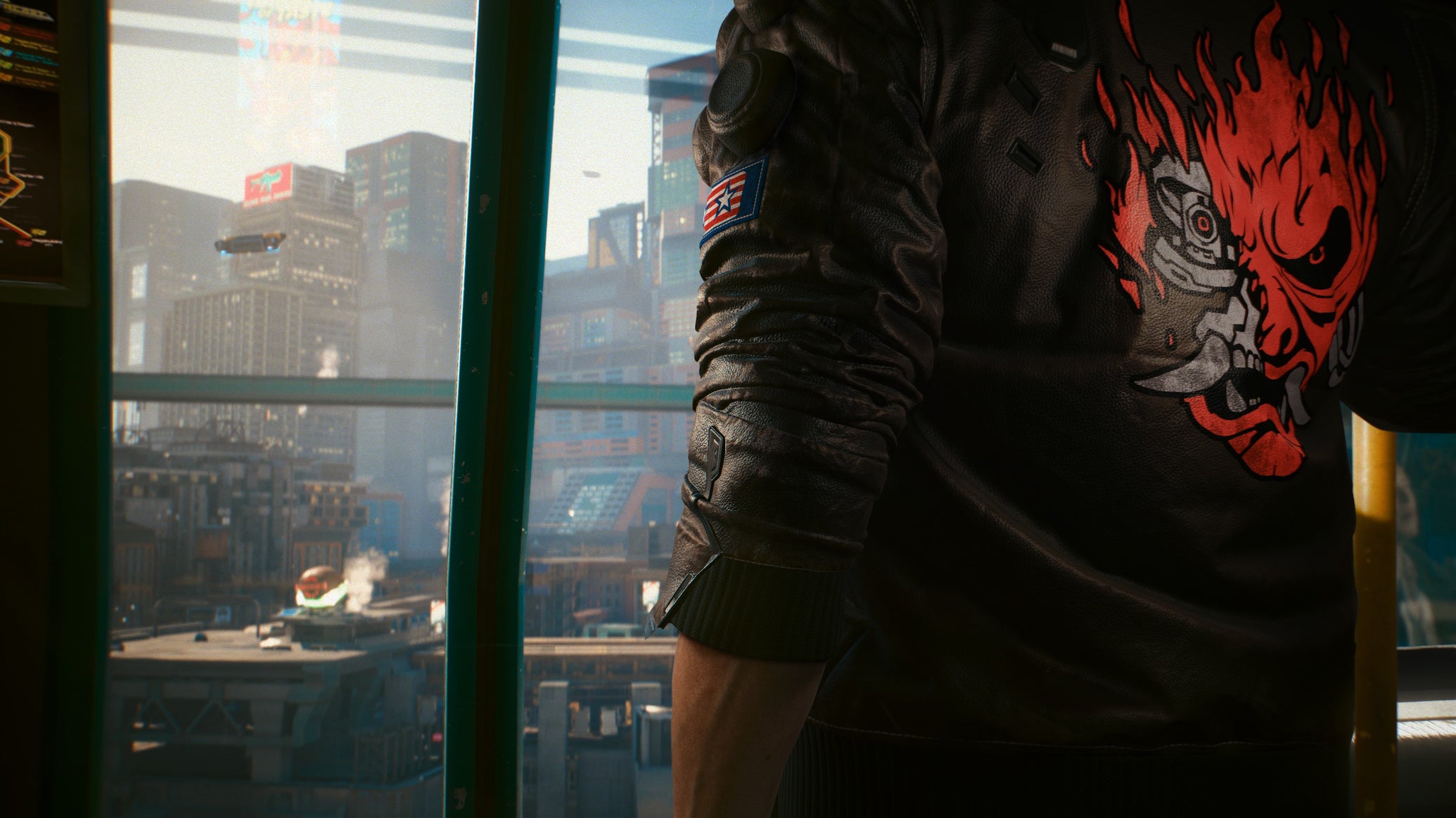 V looking out of a metro window in Cyberpunk 2077. - 1