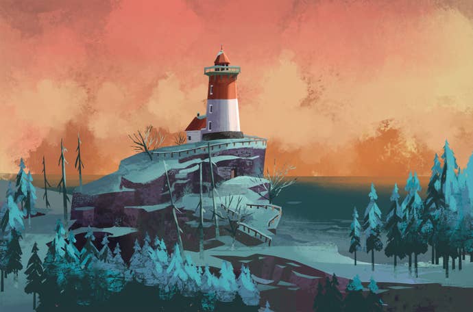 The Long Dark Episode 5 key art featuring a beautiful hand-painted scene of a lighthouse at dawn