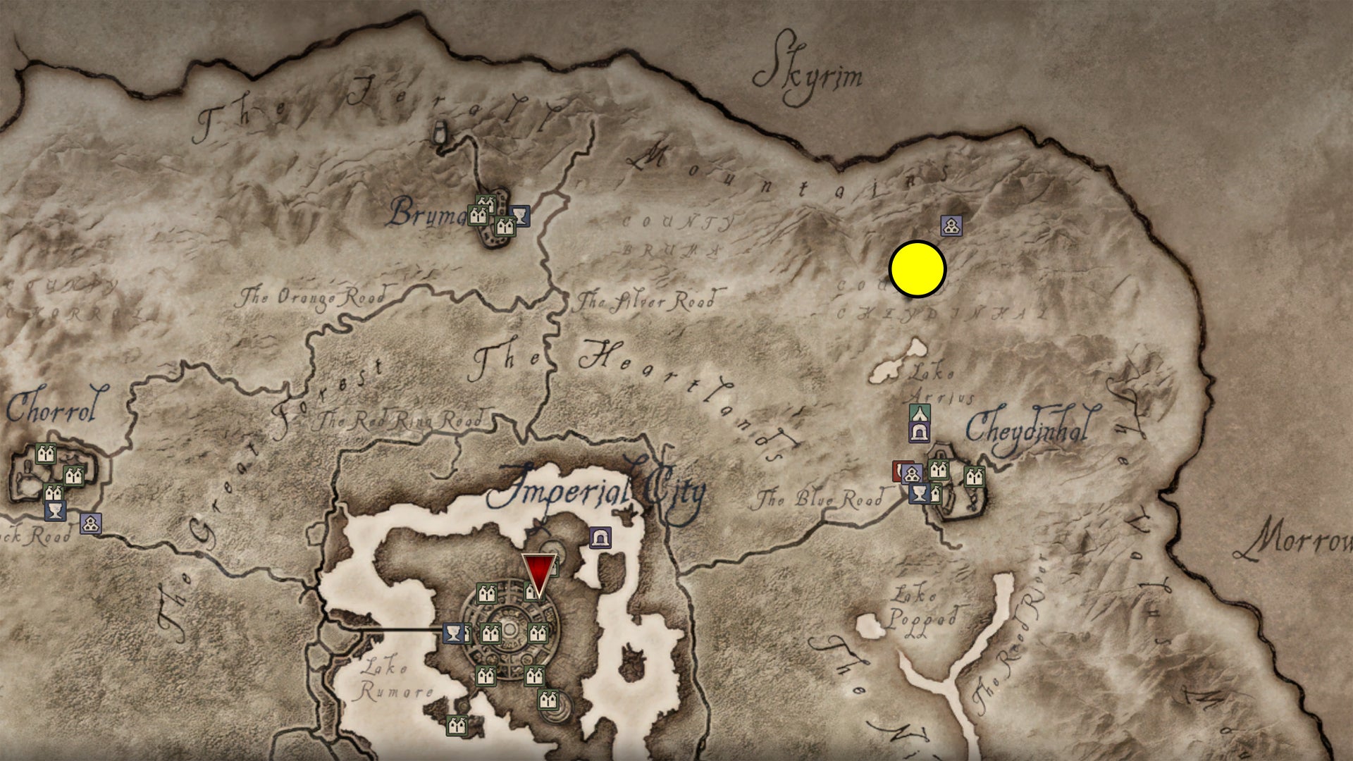 The map location of Azura's Daedric Shrine in Oblivion. - 5