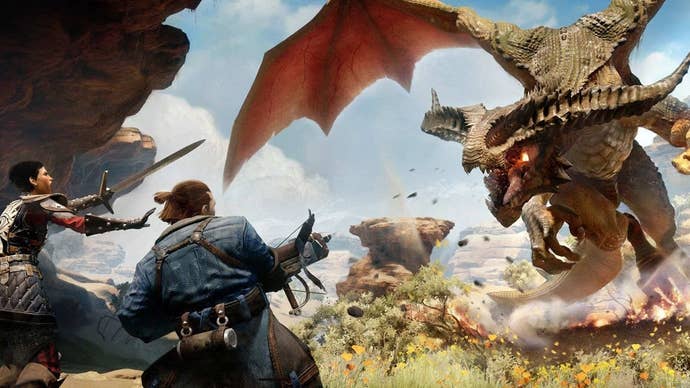 Dragon Age Inquisition artwork showing an angry dragon.