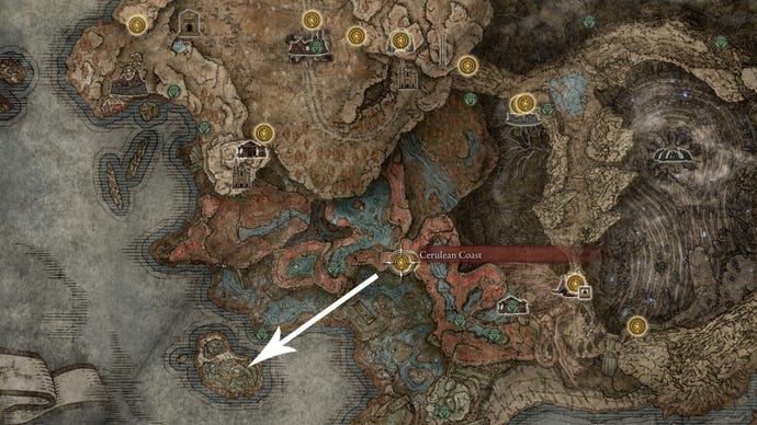 The Dancing Blade Of Ranah location on the Elden Ring Shadow Of The Erdtree map.