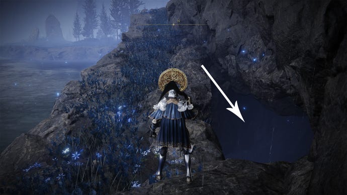 A cave entrance leading to the Dancing Blade Of Ranah location in Elden Ring Shadow Of The Erdtree.