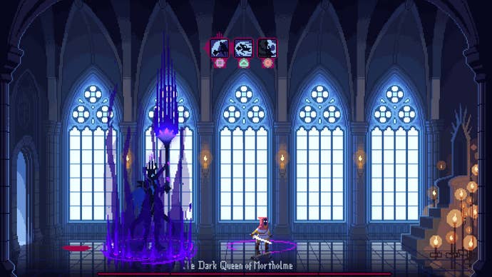 A gangly acheronian queen fights a tiny leader successful a cathedral.